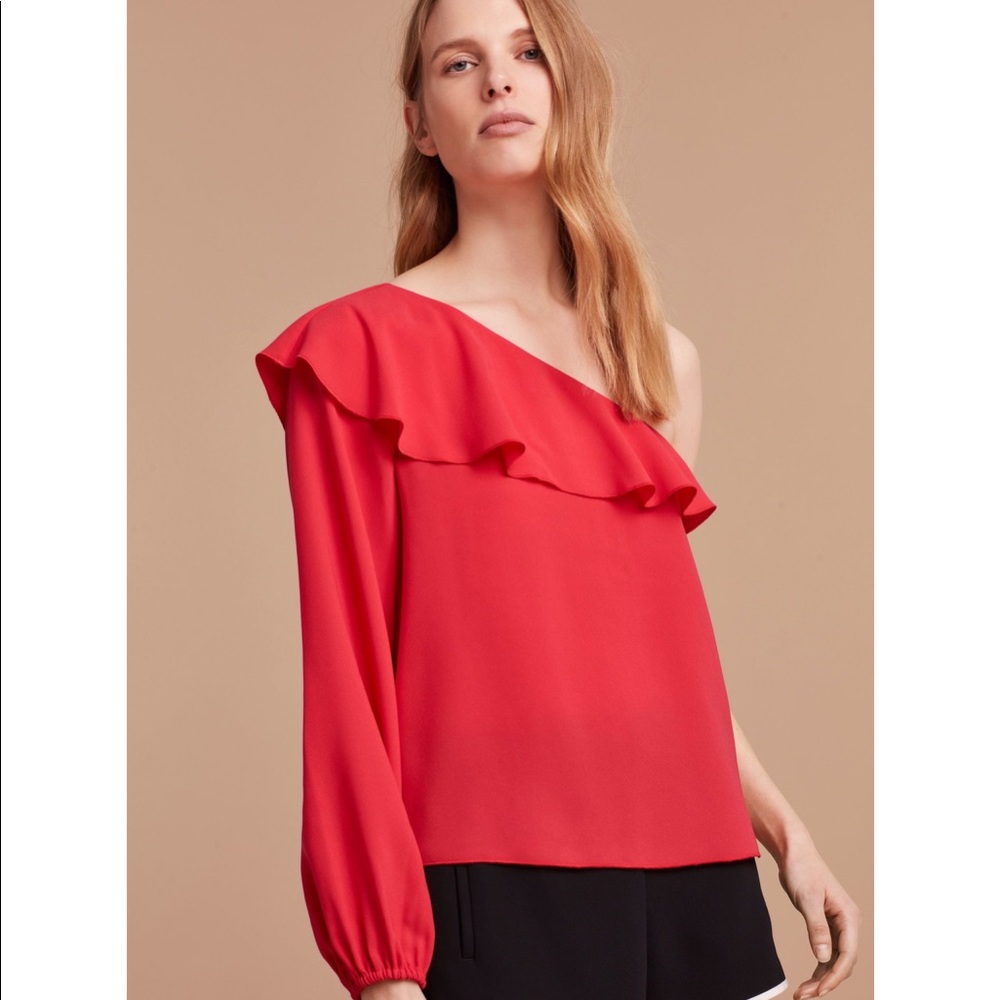 Aritzia Wilfred One Shoulder Long Sleeve Blouse